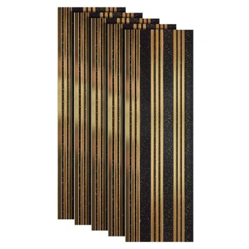 Set 5 panouri decorative, riflaj, polimer rigid, Naimeed D5504, 270x30x0.5cm, Negru/Auriu