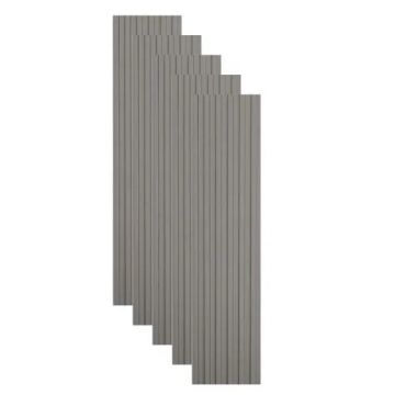 Set 5 panouri decorative, riflaj WPC, cu 6 caneluri, Naimeed D6221, 260x17x1.8cm, Gri deschi