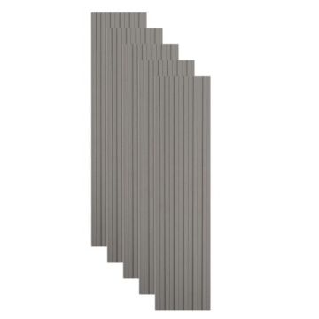 Set 5 panouri decorative, riflaj WPC, cu 6 caneluri, Naimeed D6221, 260x17x1.8cm, Gri deschi