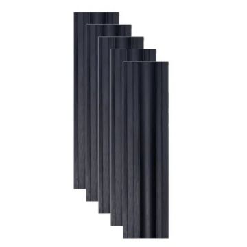 Set 5 panouri decorative, riflaj WPC, Naimeed D6227, 260x18x1.8cm, Negru