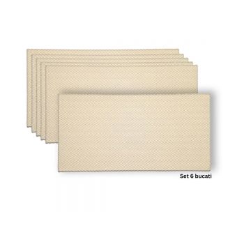 Set 6 panouri decorative din praf de piatra, Naimeed D7334, flexibile, ignifuge, strat protector ceramic, rezistente la razele UV, 120x60x0.2 cm, bej-