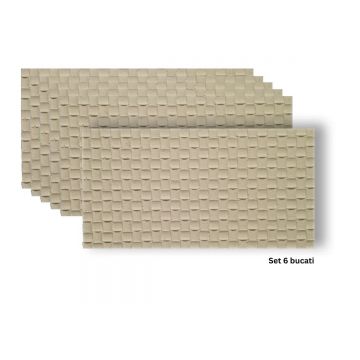 Set 6 panouri decorative din praf de piatra, Naimeed D7340, flexibile, ignifuge, strat protector ceramic, rezistente la razele UV, 120x60x0.2 cm, bej