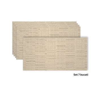 Set 7 panouri decorative din praf de piatra, Naimeed D7327, flexibile, ignifuge, strat protector ceramic, rezistente la razele UV, 120x60x0.2 cm, bej