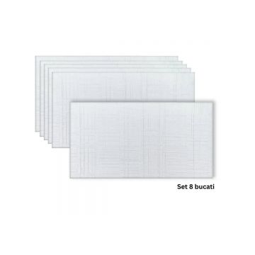 Set 8 panouri decorative din praf de piatra, Naimeed D7326, flexibile, ignifuge, strat protector ceramic, rezistente la razele UV, 120x60x0.2 cm, alb