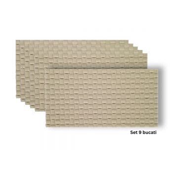 Set 9 panouri decorative din praf de piatra, Naimeed D7340, flexibile, ignifuge, strat protector ceramic, rezistente la razele UV, 120x60x0.2 cm, bej