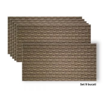 Set 9 panouri decorative din praf de piatra, Naimeed D7341, flexibile, ignifuge, strat protector ceramic, rezistente la razele UV, 120x60x0.2 cm, maro