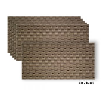 Set 9 panouri decorative din praf de piatra, Naimeed D7341, flexibile, ignifuge, strat protector ceramic, rezistente la razele UV, 120x60x0.2 cm, maro