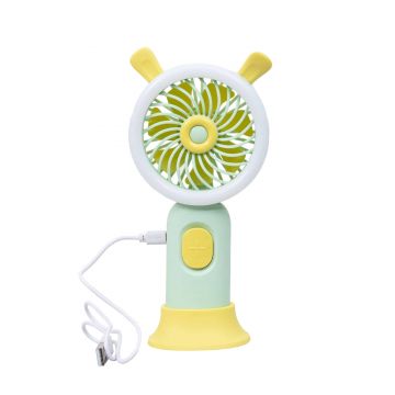 Ventilator de mana, alimentare USB, 3.7w, 3 viteze si suport, verde / ZTS 8241