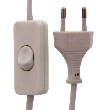 Cablu Alimentare cu Intrerupator pe Fir, 2 x 0.75mmp, 2m, Alb