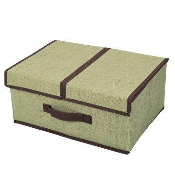 Cutie depozitare din poliester, pliabila, cu dubla acoperire si compartimentare flexibila, Naimeed D7670, dimensiuni 50x30x25cm, verde