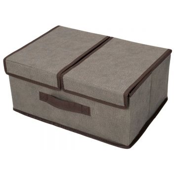 Cutie depozitare din poliester, pliabila, cu dubla acoperire si compartimentare flexibila, Naimeed D7674, dimensiuni 50x30x25cm, gri