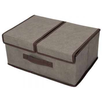 Cutie depozitare din poliester, pliabila, cu dubla acoperire si compartimentare flexibila, Naimeed D7675, dimensiuni 35x25x15cm, gri