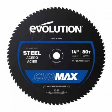 Disc pentru fierastrau circular, taiere otel EVOMAX Evolution M355CMT-80CSM, O355 x 25.4 mm, 80 dinti