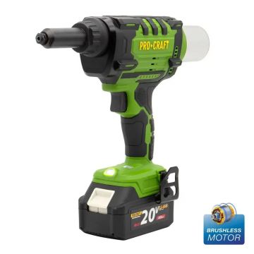 Masina de nituit nituri-pop cu 2 acumulatori 2 Ah si incarcator PROCRAFT PRG20