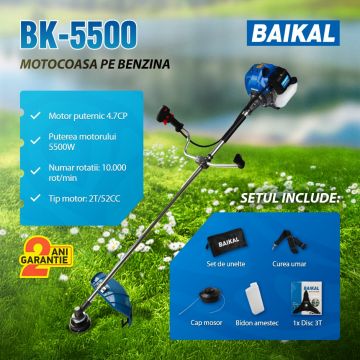 Motocoasa pe Benzina BAIKAL BK5500, 4.7CP, 2T, 10000rpm