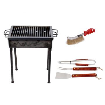 Pachet gratar metalic 40x30cm (5207) plus perie de sarma (ZLN 2264) plus 3 accesorii gratar (ZTS 8338) / 5207_2