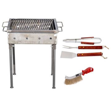 Pachet gratar metalic 40x30cm, grosime 3mm (EXT 9909) plus perie de sarma (ZLN 2264) plus 3 accesorii gratar (ZTS 8338) / EXT 9909_1