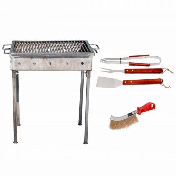 Pachet gratar metalic 50x35cm, grosime 3mm (EXT 9910) plus perie de sarma (ZLN 2264) plus 3 accesorii gratar (ZTS 8338) / EXT 9910_1