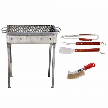 Pachet gratar metalic 50x35cm, grosime 3mm (EXT 9910) plus perie de sarma (ZLN 2264) plus 3 accesorii gratar (ZTS 8338) / EXT 9910_1