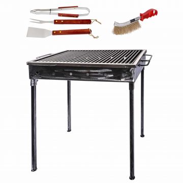 Pachet gratar metalic 50x35cm, sita inox (ZTS 5485) plus perie de sarma (ZLN 2264) plus 3 accesorii gratar (ZTS 8338) / ZTS 5485_1