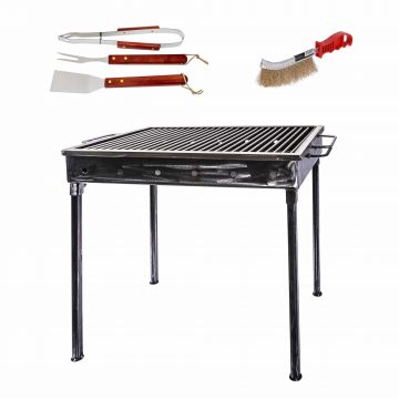 Pachet gratar metalic 60x40cm, sita inox (ZTS 5484) plus perie de sarma (ZLN 2264) plus 3 accesorii gratar (ZTS 8338) / ZTS 5484_1