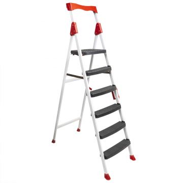 Scara metalica 5 trepte plus platforma, alb Z-TOOLS / ZLN 1666