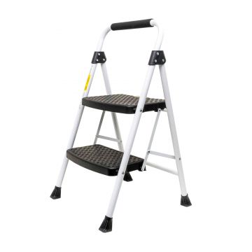 Scara metalica cu 2 trepte late, pliabila alb Z-TOOLS / ZTS 8090