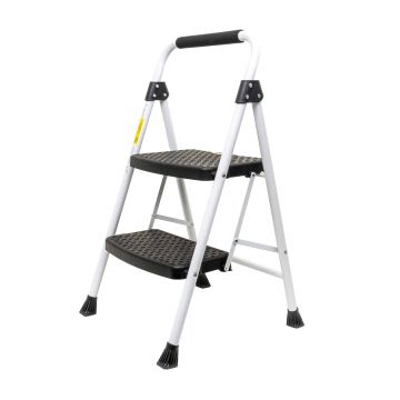 Scara metalica cu 2 trepte late, pliabila alb Z-TOOLS / ZTS 8090