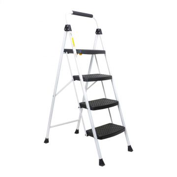 Scara metalica cu 4 trepte late, pliabila alb Z-TOOLS / ZTS 8092