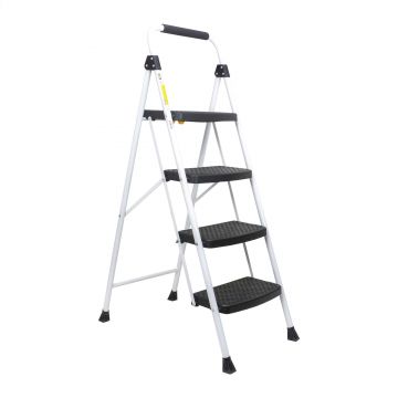 Scara metalica cu 4 trepte late, pliabila alb Z-TOOLS / ZTS 8092