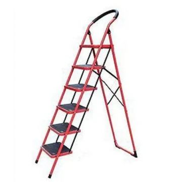 Scara metalica cu 6 trepte late, rosie / 3896-1