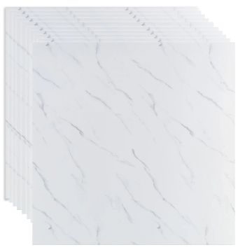 Set 10 panouri decorative, Autoadeziv, suprafata acoperita 3.6 mp, Naimeed D3515, 60x60 cm, Marmura Alba