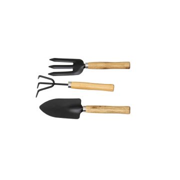 Set 3 ustensile de gradina pentru plantat, maner lemn, negru Z-TOOLS / ZTS 8273