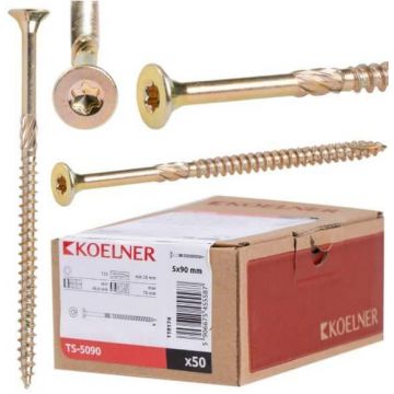 Șurub dulgherie, 6x140 mm, pentru lemn, TS, zincat, 50buc / TS-6140