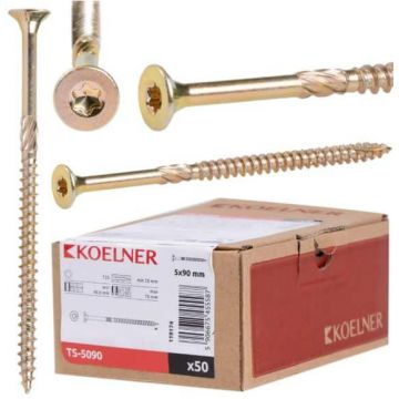 Șurub dulgherie, 6x140 mm, pentru lemn, TS, zincat, 50buc / TS-6140