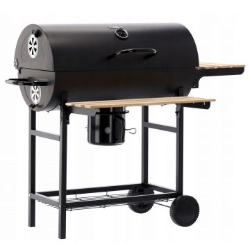 Gratar dreptunghiular pe carbuni, cu 2 suporti laterali si termometru capac, 101x70x94cm