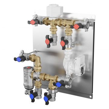 Grup de distributie Giacomini R586HPIY005 pentru pompa de caldura, cu vana deviatoare standard (40 sec), separator magnetic, conexiuni G 1  F