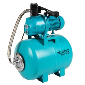 Hidrofor Detoolz 1.1 kW, debit maxim 2480lh, inaltime maxima de pompare 45m, corp pompa fonta, butelie 50L, ejector