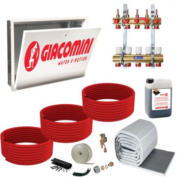 Pachet incalzire in pardoseala Giacomini, 70 mp, teava PEX-b cu bariera anti-oxigen EVOH, Distribuitor, Caseta Distribuitor, Placa Tacker, Aditiv