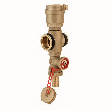 Racord distribuitor Giacomini R554AY001, cu aerisitor automat si robinet de golire, alama