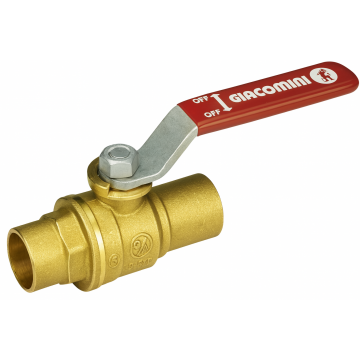 Robinet cu bila Giacomini R258Y007, pentru lipire teava cupru diametru 35 mm, port standard, alama CW617N, maner metalic rosu