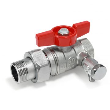 Robinet cu bila Giacomini R259SX007, cu olandez si robinet de golire, 1   filet interior x 1   filet exterior, alama cromata