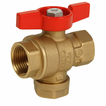 Robinet cu bila Giacomini R701FY023, 1 2   filet interior x 1 2   filet interior, cu filtru integrat, alama, maner tip fluture rosu