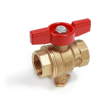 Robinet cu bila Giacomini R851TY103, trecere totala, portsonda M10x1, racord 1 2   , filet interior, maner tip T rosu, alama