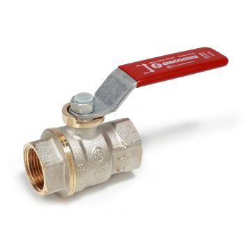 Robinet cu bila Giacomini R910X024 DADO, filet interior-interior, diametru 3 4  , alama nichelata, trecere totala, maner metalic rosu