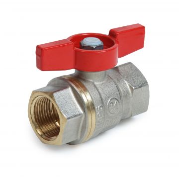 Robinet cu bila Giacomini R951X024 DADO, filet interior-interior 3 4  , alama nichelata, maner tip T rosu