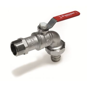 Robinet de gradina Giacomini R621X014, 3 4   x racord furtun O20 mm, maner parghie rosie, alama cromata