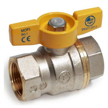 Robinet pentru gaz tip fluture Giacomini R731GAX003, dimensiune 1 2, Filet Interior - Filet Interior, Alama