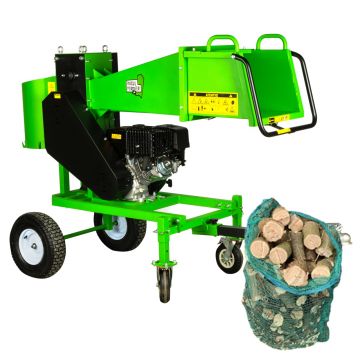 Tocator crengi Micul Fermier, motor benzina 18CP, diametru maxim de taiere O120mm, cu carlig de remorcare, pentru brichete