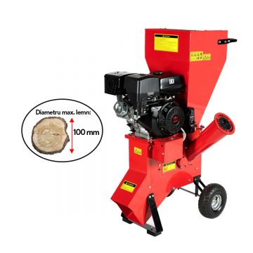 Tocator pentru crengi Micul Fermier, O100mm, motor benzina 15CP, pornire electrica, alimentare verticala, pentru rumegus